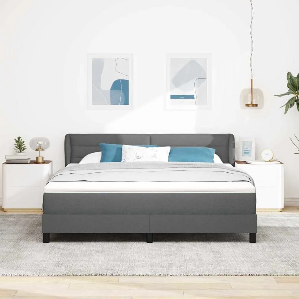 Cama Box com Colchão vidaXL Cinza Escuro 180x200 cm em Tecido