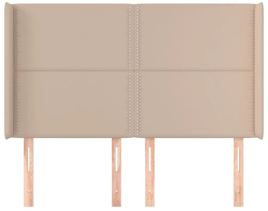 Cabeceira cama c/ abas couro artif. 147x16x118/128cm cappuccino