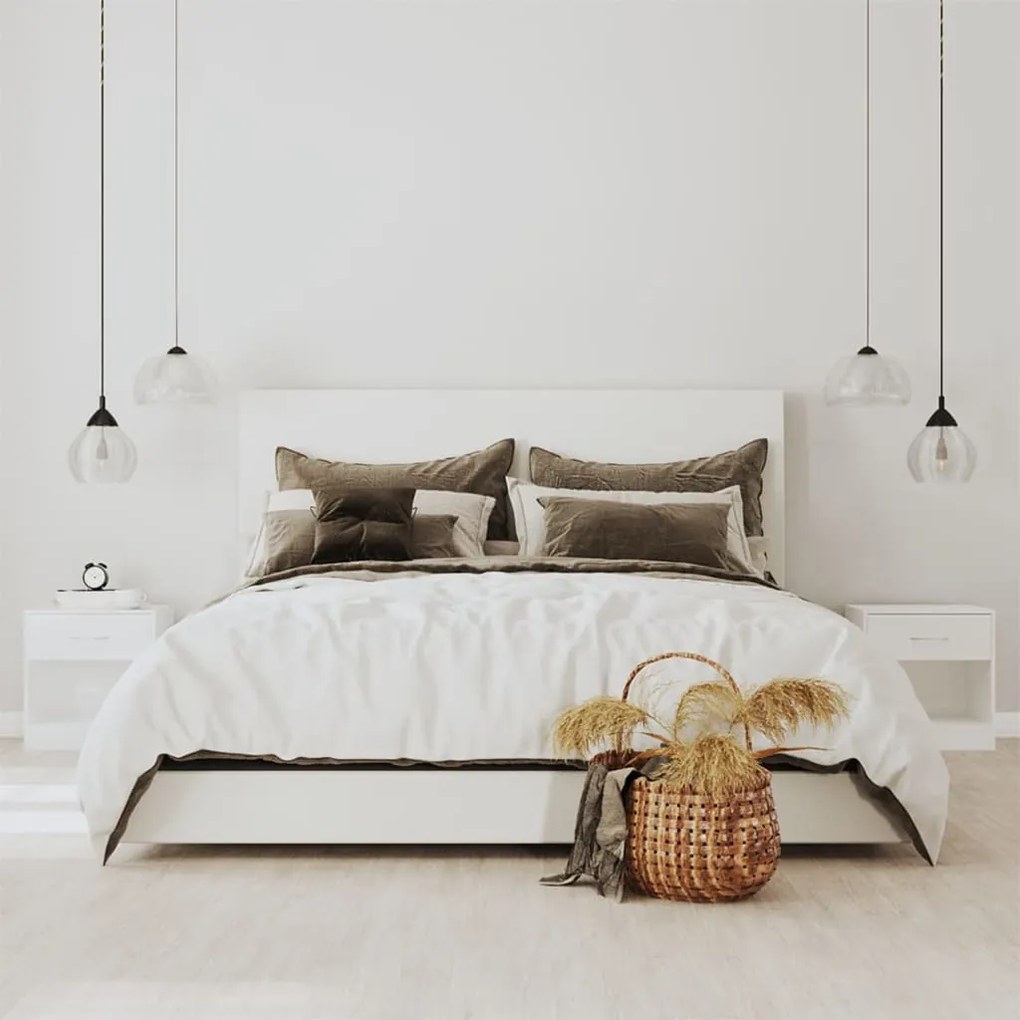 342585 vidaXL Mesas de cabeceira 2 pcs c/ gaveta branco brilhante