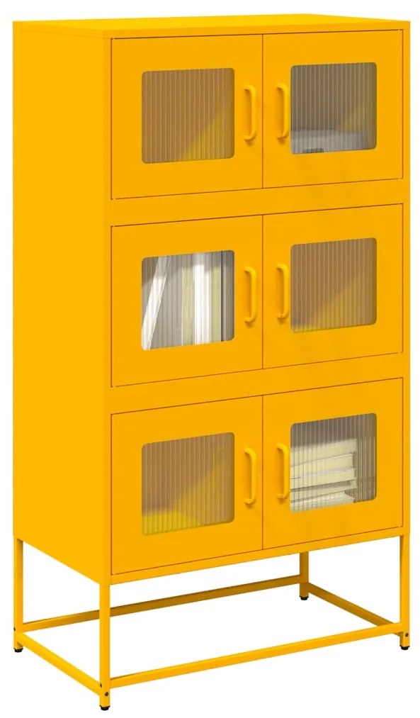 Aparador alto 68x39x123 cm aço amarelo mostarda