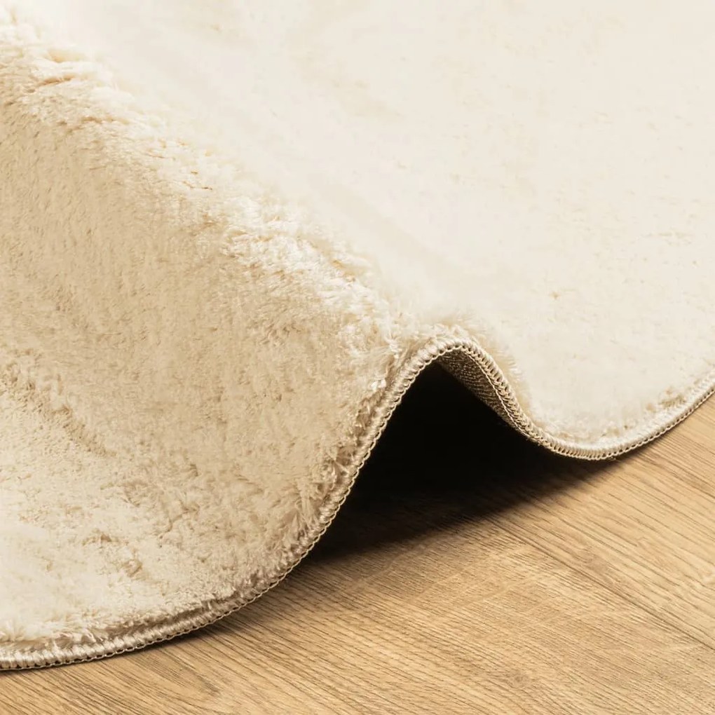 Tapete pelo curto macio e lavável HUARTE Ø 100 cm cor creme