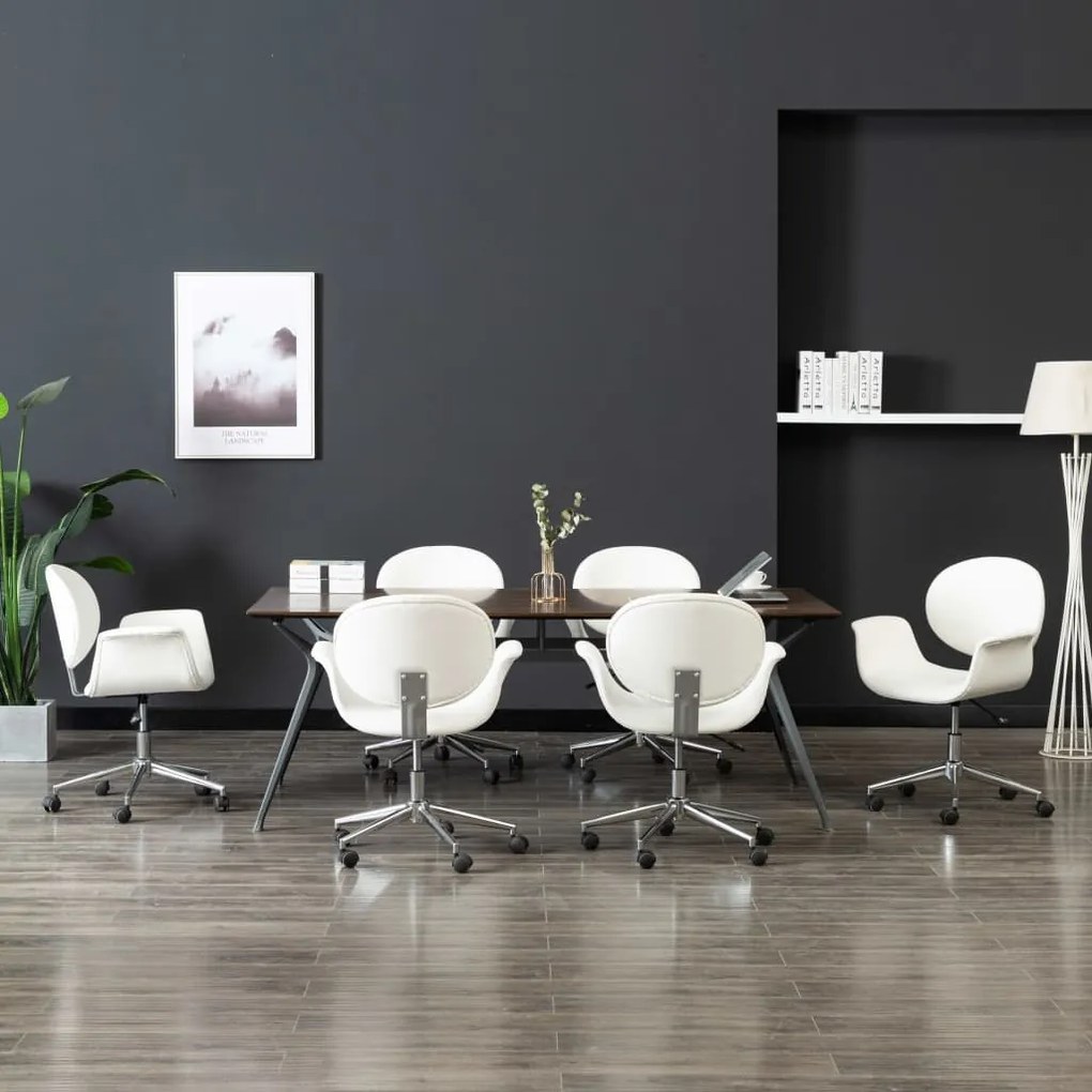 vidaXL Cadeiras de jantar giratórias 6 pcs couro artificial branco
