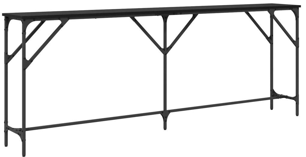 Mesa Console Carvalho Preto 200x29x75 cm Madeira Derivada