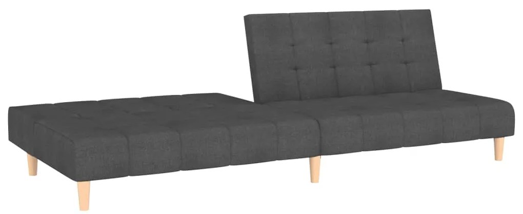 Sofá-cama de 2 lugares tecido cinzento-escuro