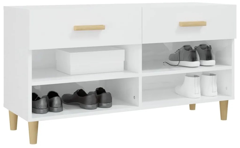 Sapateira 102x35x55 cm derivados de madeira branco brilhante