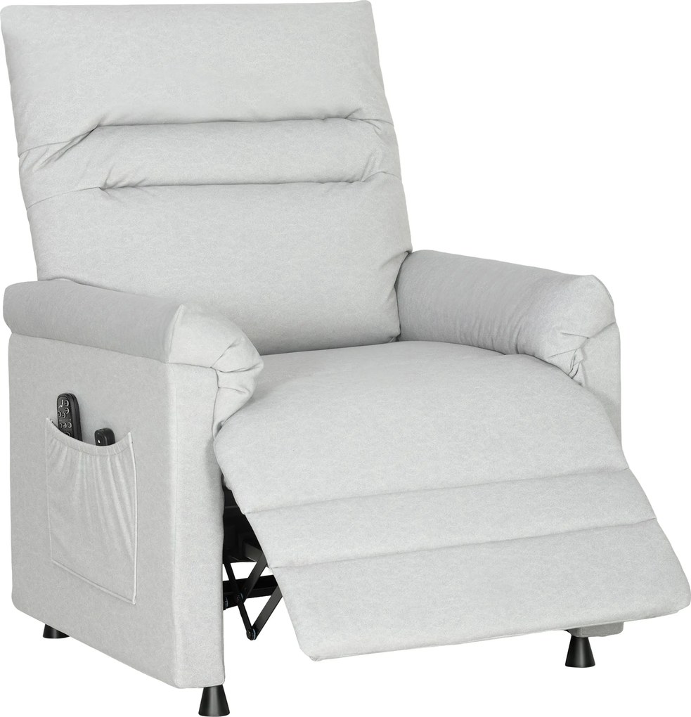 Poltrona relaxante elétrica com massagem e aquecimento, poltrona reclinável, apoio para os pés, motor silencioso, 82 x 99 x 106 cm, cinzento