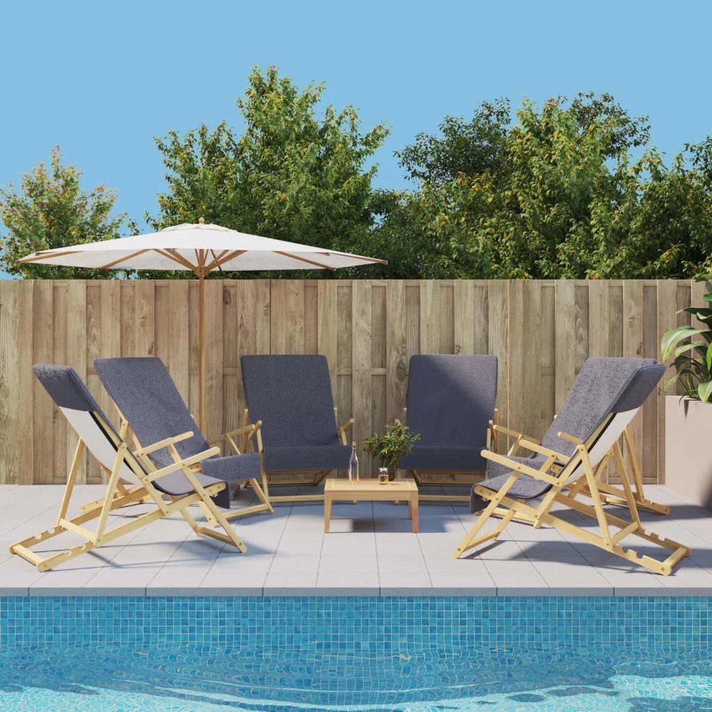 3157055 vidaXL Toalhas de praia 6 pcs 60x135 cm tecido 400 GSM antracite
