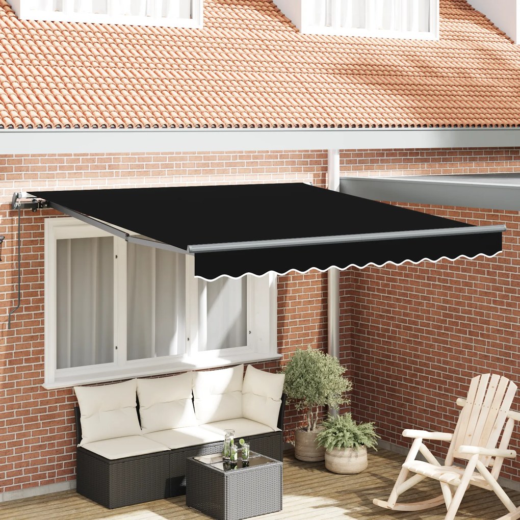 Toldo Retrátil Manual vidaXL Preto 350x250 cm