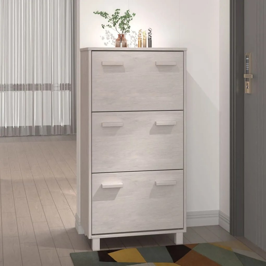 vidaXL Sapateira HAMAR 59,5x35x117 cm pinho maciço branco
