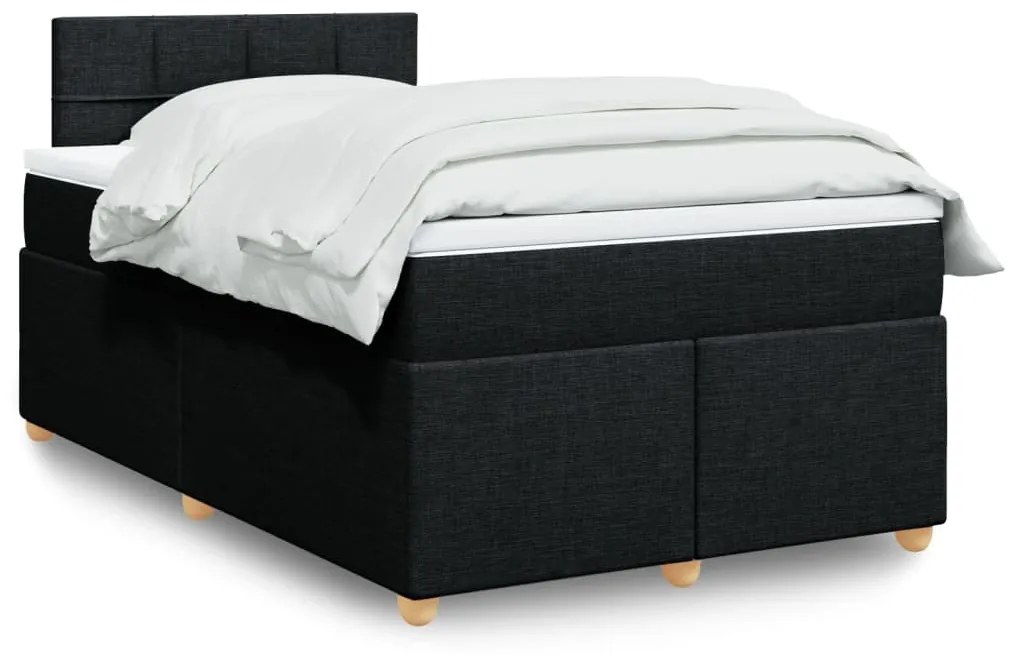 Cama boxspring com colchão 120x190 cm tecido preto