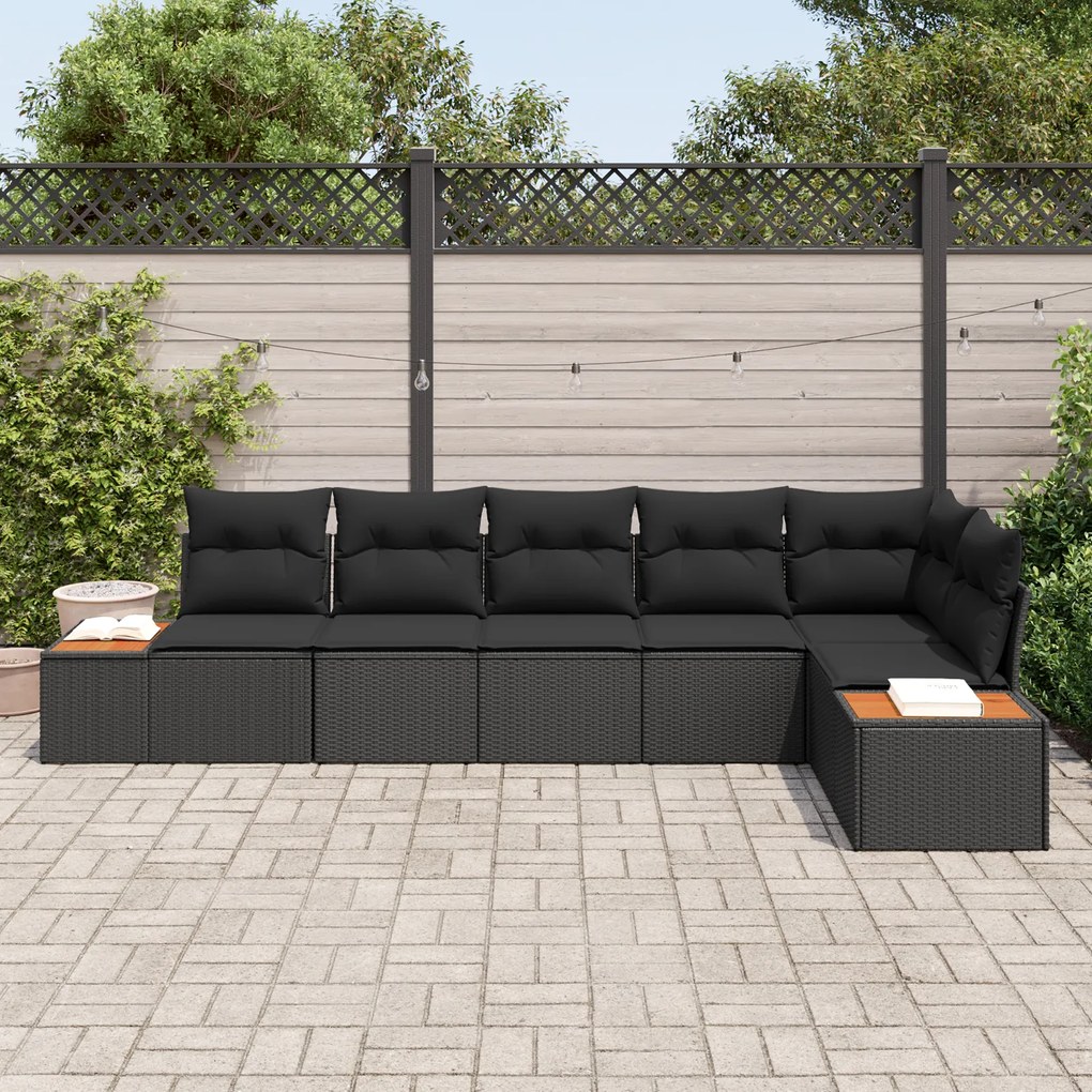 Conjunto de Sofá de Jardim vidaXL de 6 Peças com Almofadas Rattan Pret