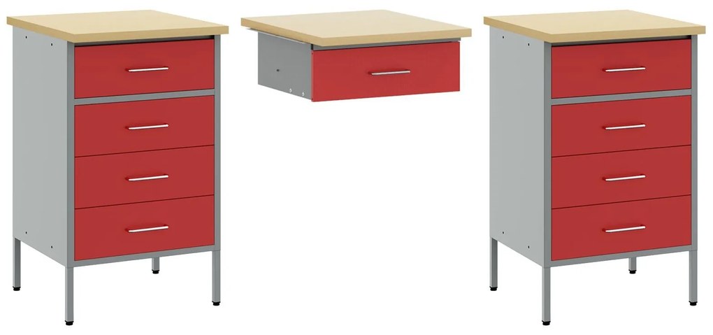 Conjunto de Armário e Mesa de Trabalho VidaXL com 3 Peças em Madeira C