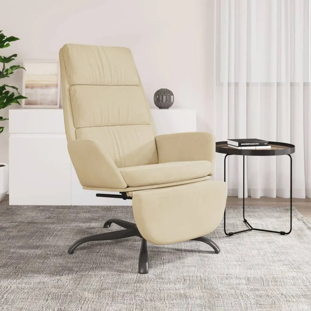 vidaXL Cadeira de descanso com apoio de pés veludo cor creme