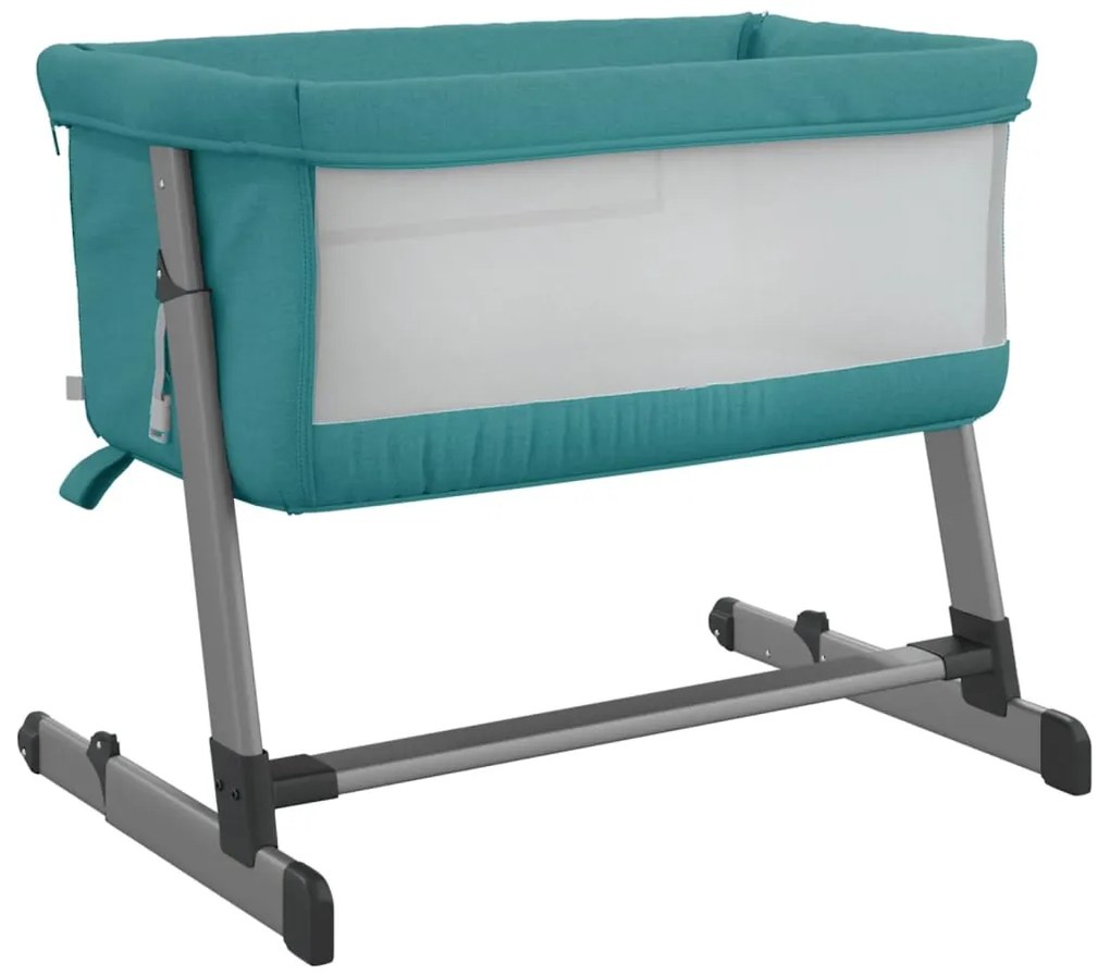 Cama de bebé com colchão tecido de linho verde