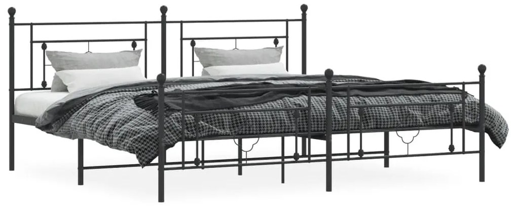 Estrutura de cama com cabeceira e pés 200x200 cm metal preto