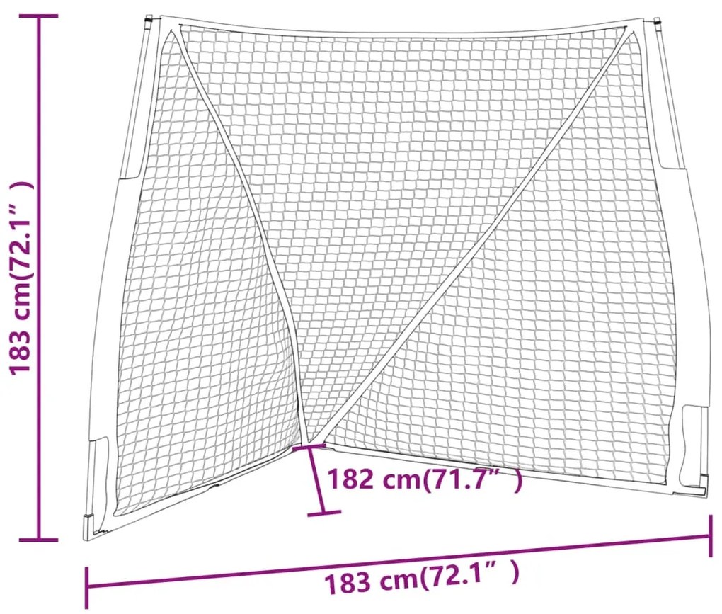 Rede basebol portátil 183x182x183cm aço/poliéster laranja/preto