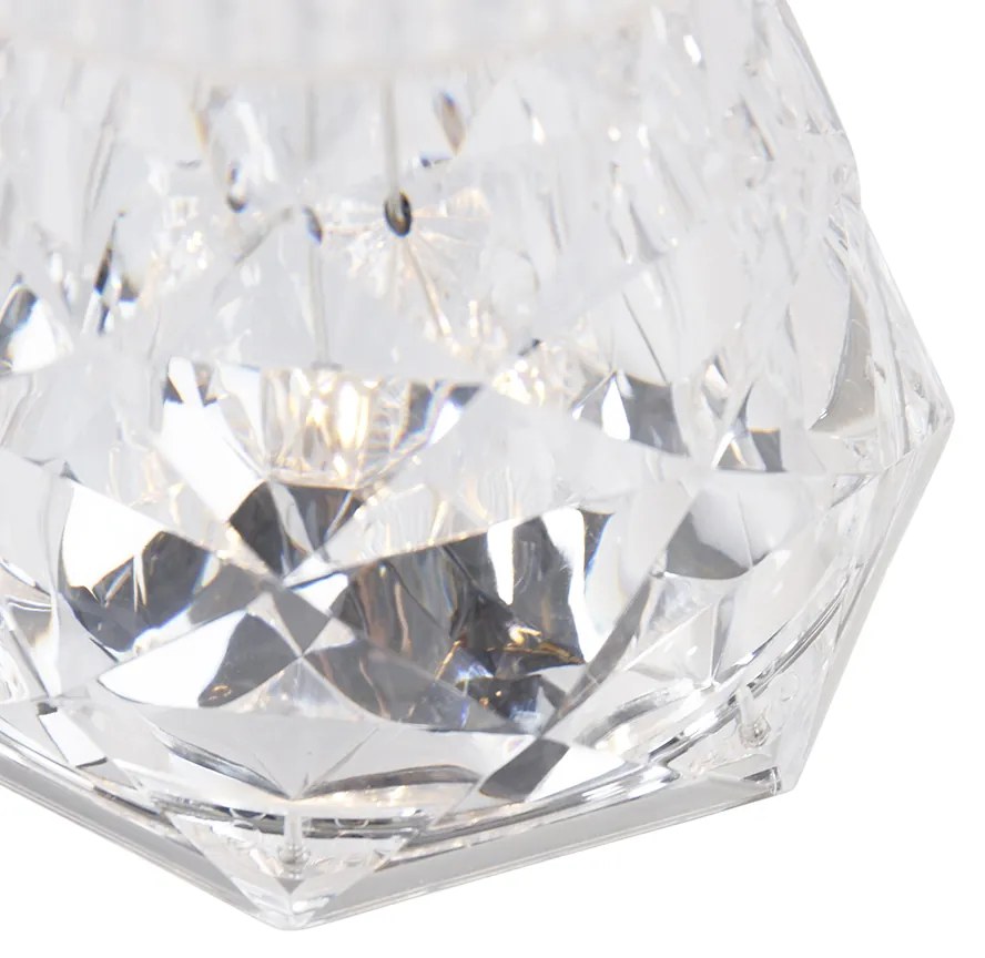 Candeeiro de Mesa Vidro Transparente Incl. LED Recarregável IP44 - Lola 20 Lux Clássico / Antigo
