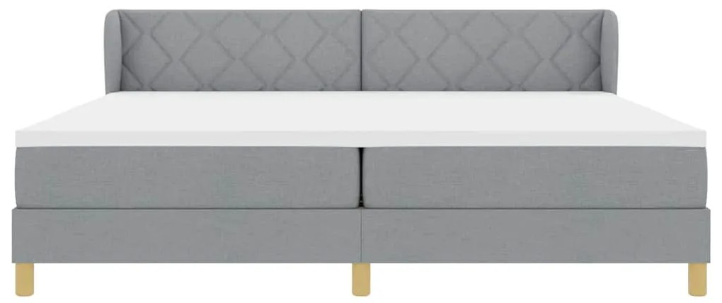 Cama Box com Colchão vidaXL - Cinza Claro - 200x200 cm - Tecido