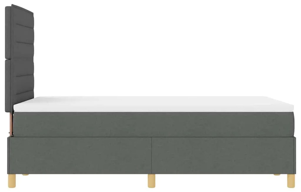 Cama Box Spring com Colchão &amp; LED Cinza Escuro 120x200 cm Tecido