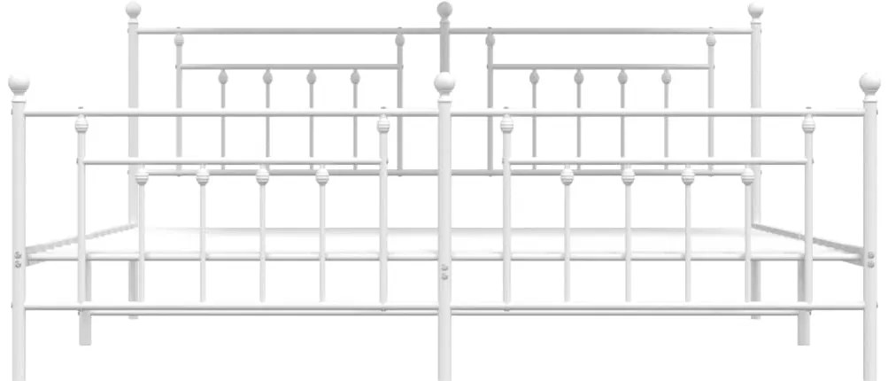 Estrutura de cama com cabeceira e pés 200x200 cm metal branco