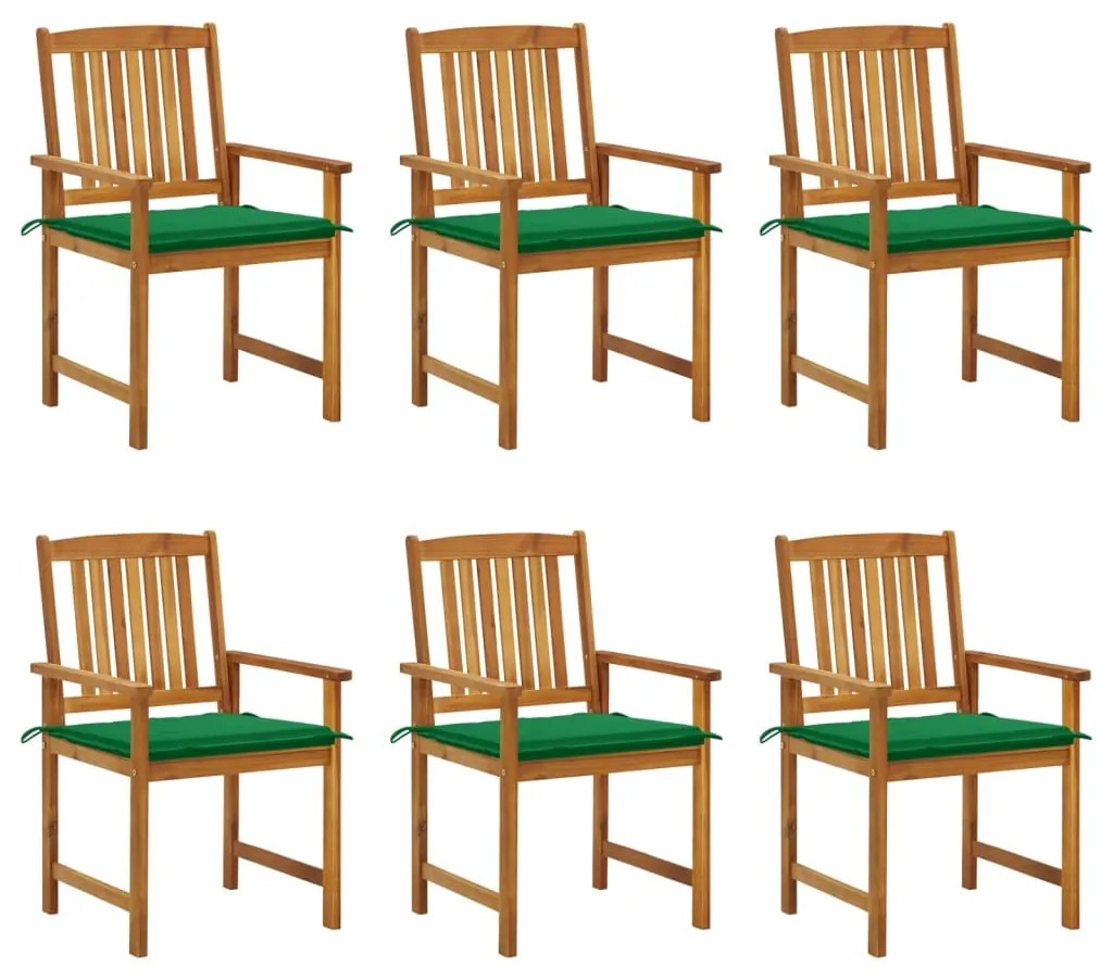 vidaXL Cadeiras de jardim com almofadões 6 pcs acácia maciça