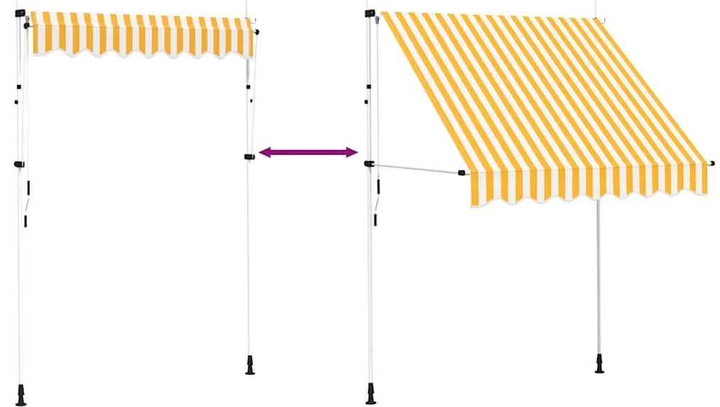Toldo retrátil manual 200 cm riscas laranjas e brancas
