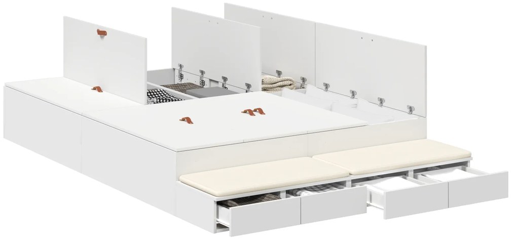 Estrado de Cama com Armazenamento Branco 140x200 cm