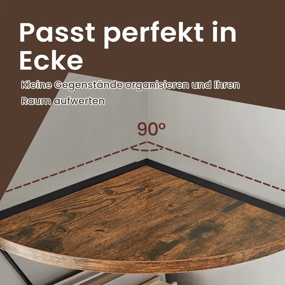 Estante de canto com 5 níveis, 160 cm de altura Castanho Vintage-preto