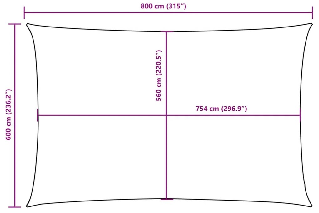 Para-sol estilo vela tecido oxford retangular 6x8 m laranja