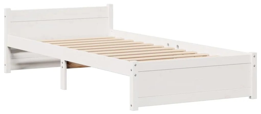 Cama com estante sem colchão 100x200 cm pinho maciço branco