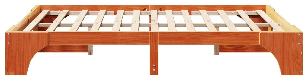 Estrutura de Cama Marrom Encerado Madeira maciça 140 x 200 cm