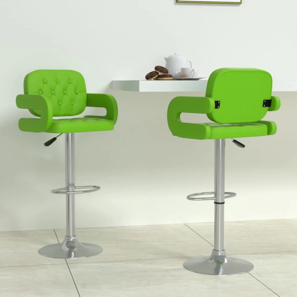 vidaXL Bancos de bar 2 pcs couro artificial verde
