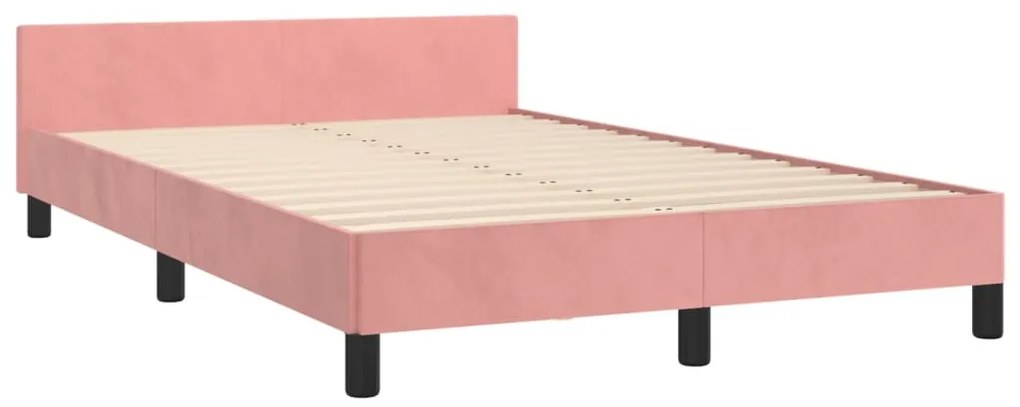 Estrutura de cama c/ cabeceira 120x200 cm veludo rosa