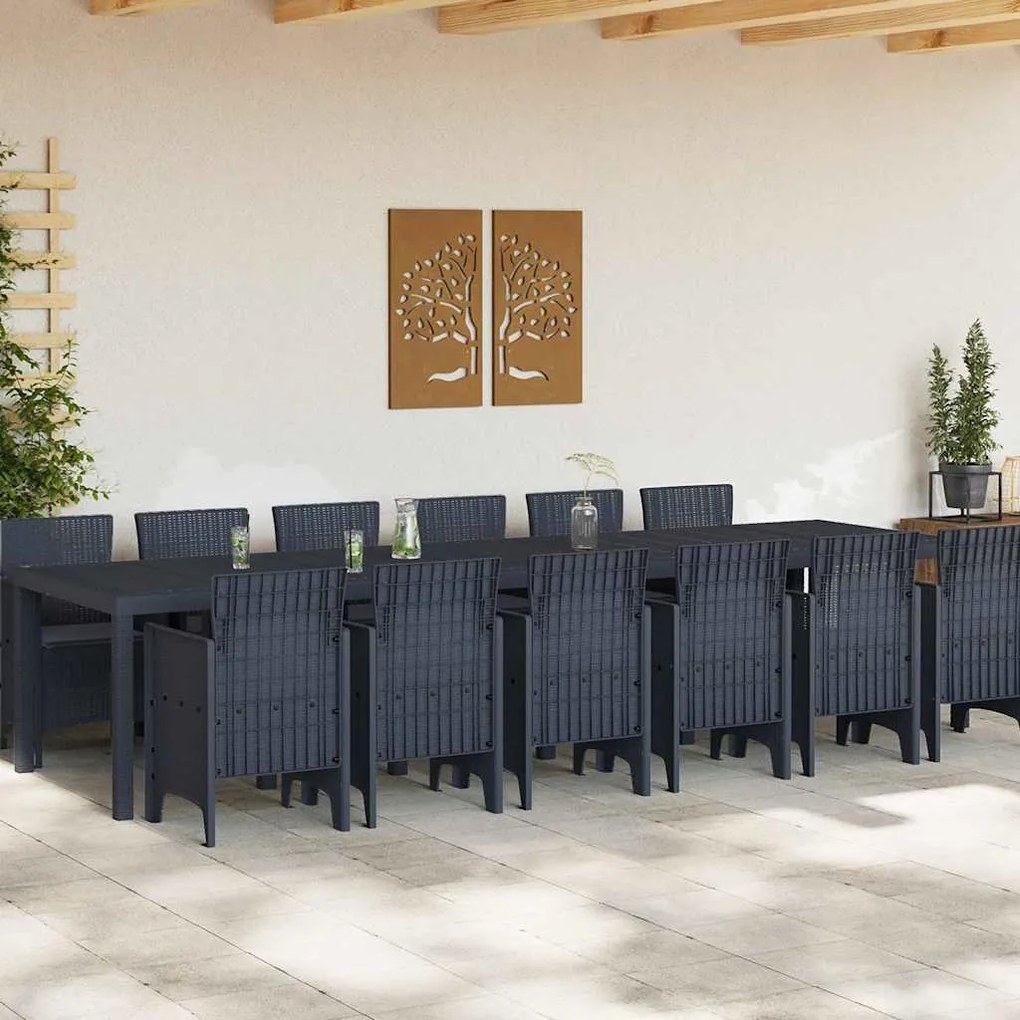 Conjunto de Jantar para Jardim 13 pcs Antracite Grande