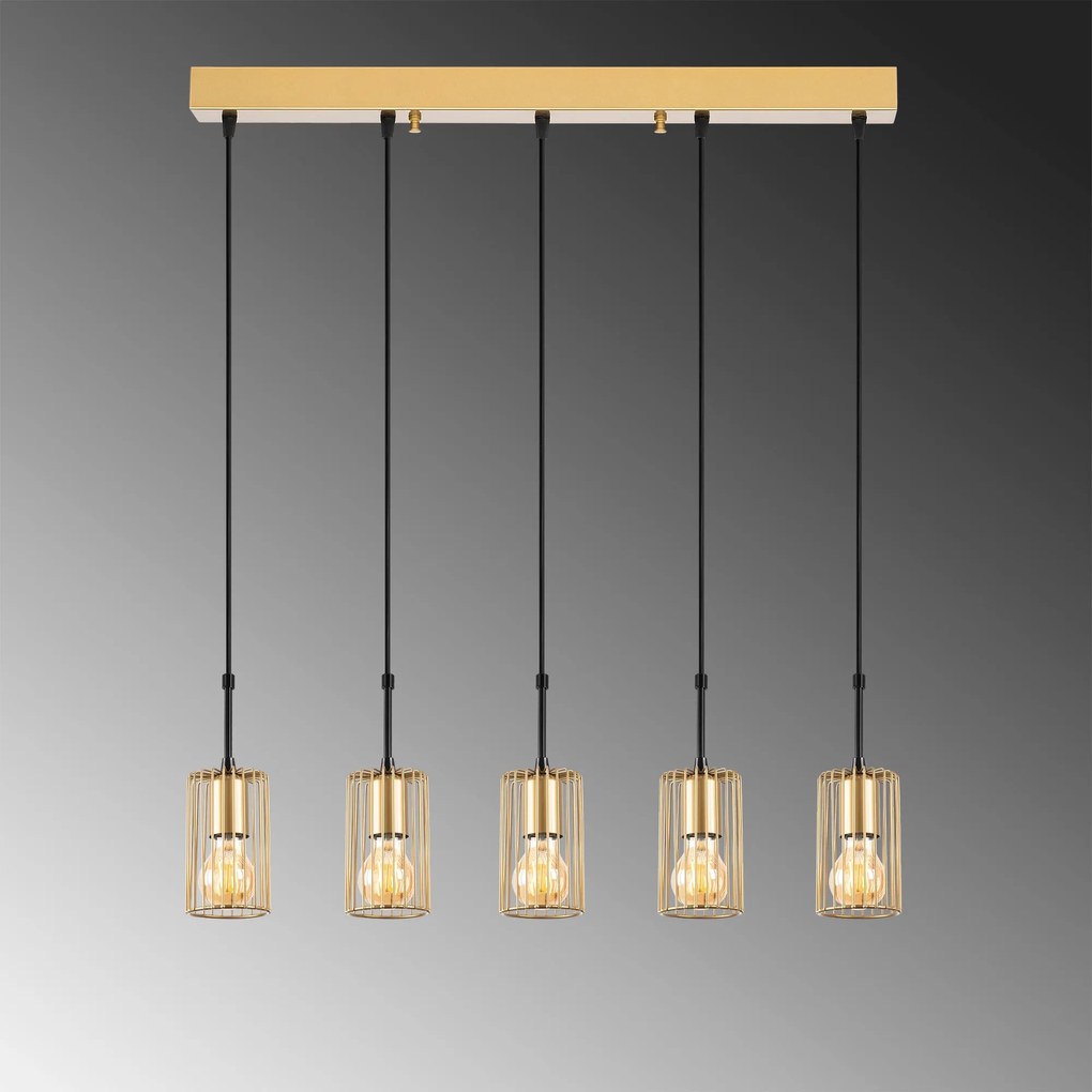 Candeeiro de Teto Kemtel – Dourado Brilhante – 80 x 9 x 121 cm