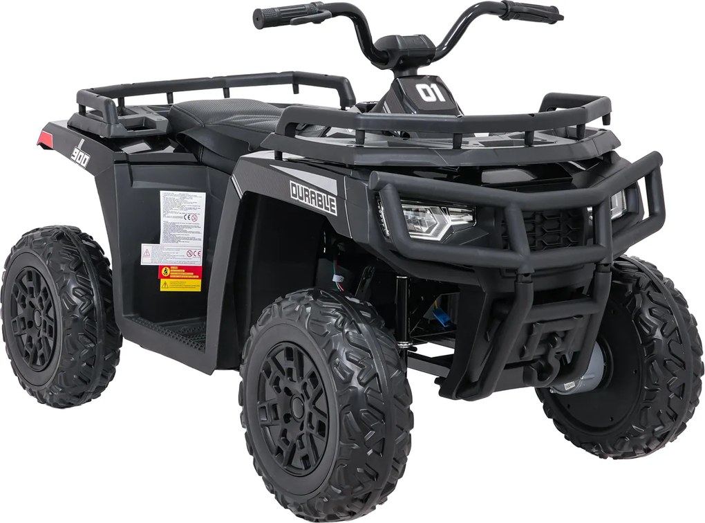 Moto 4 eletrica Crianças ATV WOLF 24V 4x4, 4 motores 200W, Rodas de espuma EVA, Assento Couro ecológico Preta