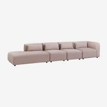 Sofá Modular De Canto Fogler De 4 Peças Com Espreguiçadeira Esquerda Bombazina Rosé - Sklum