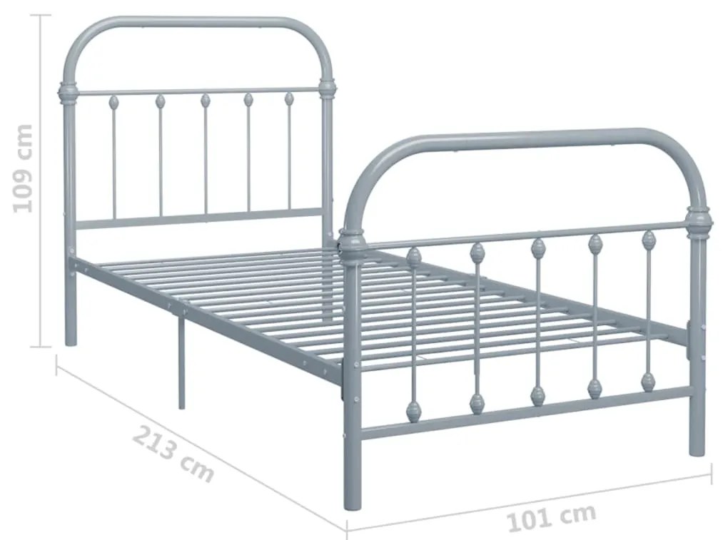 Estrutura de cama 90x200 cm metal cinzento