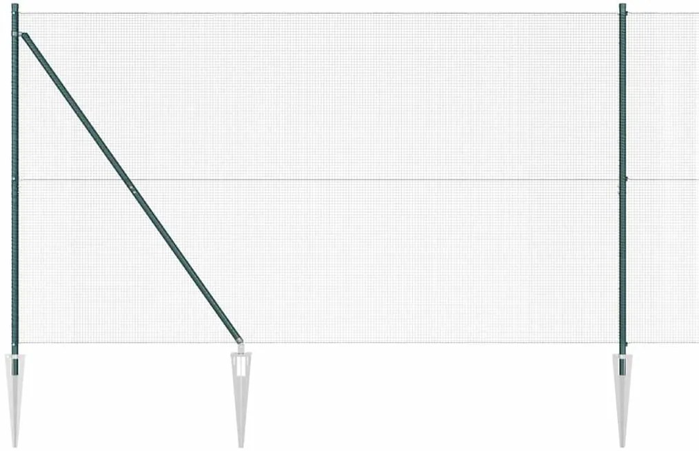 Cerca de Fio Soldado com 7 Postes Espigão Verde 1.5x10 m Aço