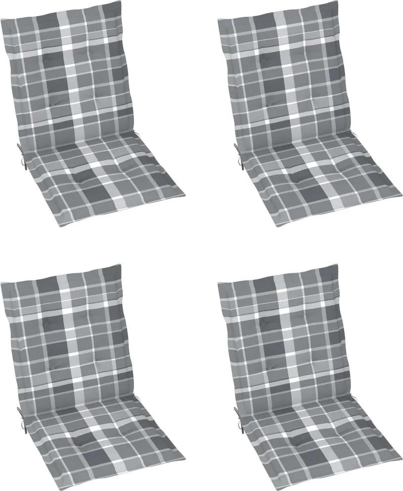 Almofadões cadeiras jardim 4pcs 100x50x4cm pad. xadrez cinzento