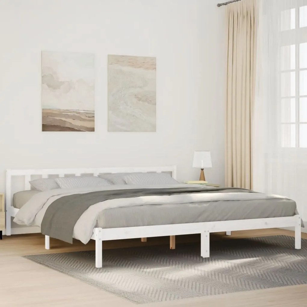 Cama extra longa sem colchão 180x210 cm pinho maciço branco