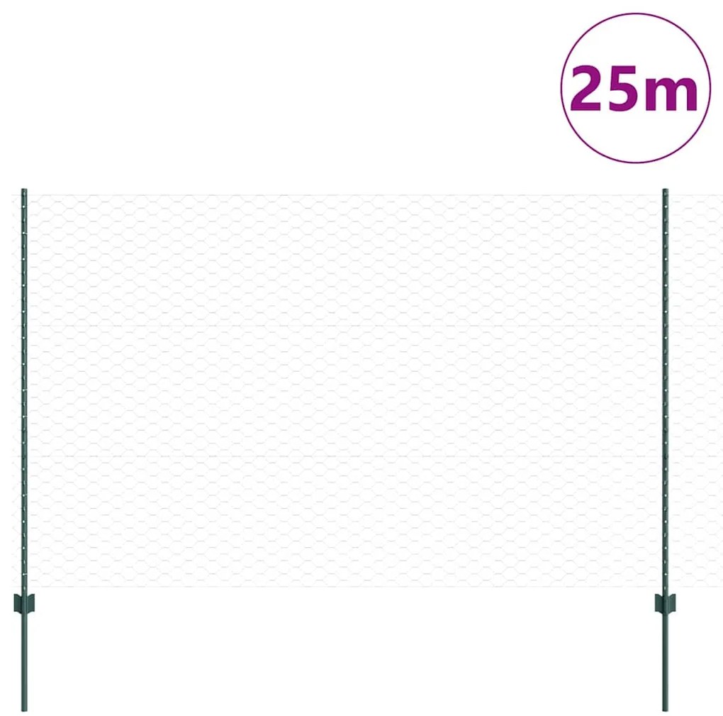 Conjunto de Cerca Conjunto de 2 Verde Metal 25 x 1,5 m