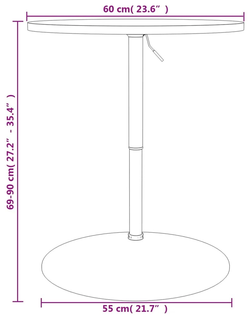 Mesa de bar 60x60x90 cm derivados de madeira/aço cromado branco