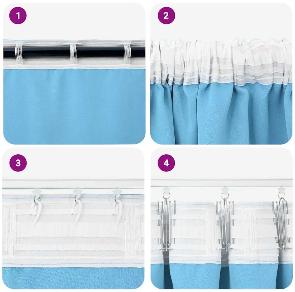 Cortinas com cortinas 2 pcs Azul claro 225 x 140 cm Poliéster