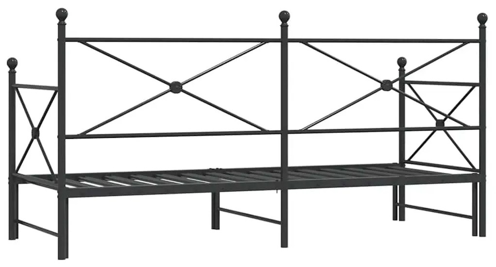 Cama de dia com gavetão sem colchão 80x200 cm aço preto