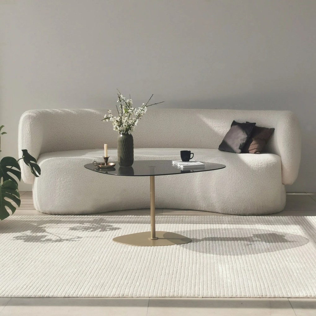 Mesa de Café Soho - Cinza Escuro e Dourado - 85cm x 40cm x 67cm