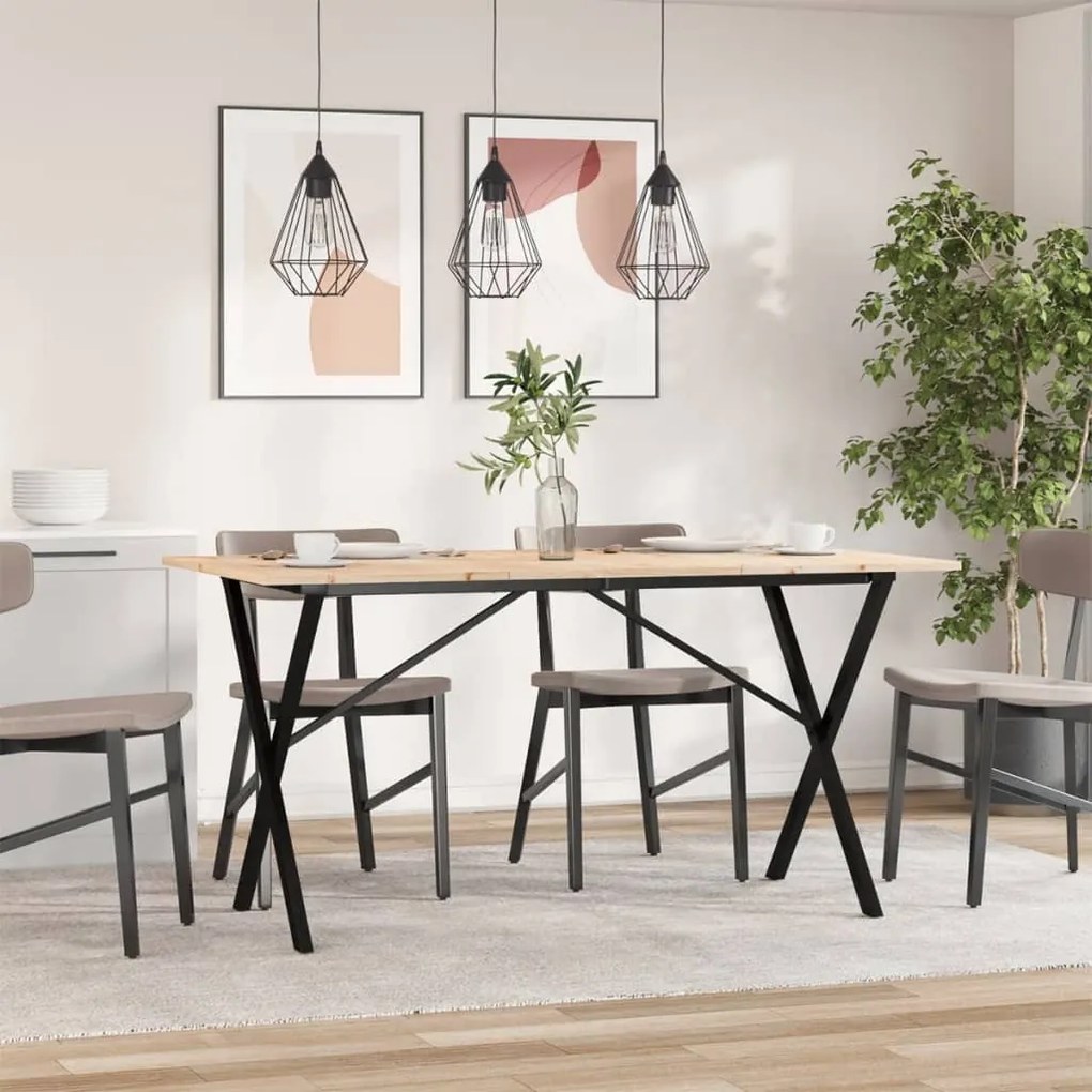 Mesa de jantar estrutura em X 160x80x75cm pinho e aço