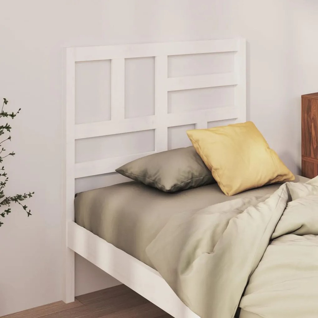 818166 vidaXL Cabeceira de cama 81x4x104 cm pinho maciço branco
