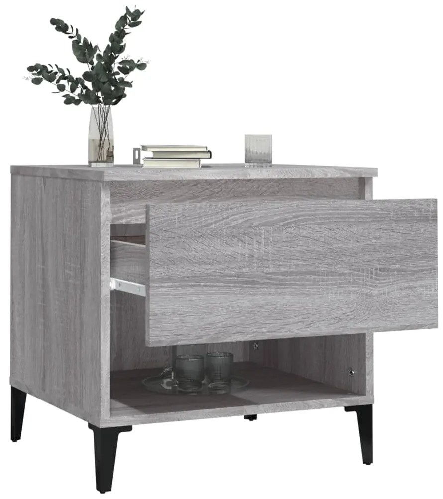 Mesas de apoio 2 pcs 50x46x50 cm deriv. madeira cinzento sonoma