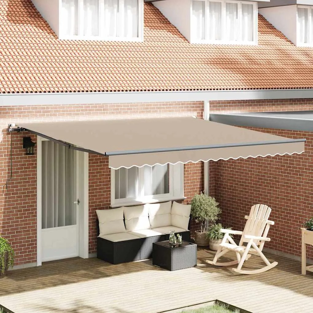 vidaXL Toldo Retrátil Manual Bege 400 × 300 cm Poliéster